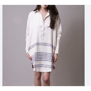 Free People All This Beauty Shirt Dress Small Tunic Oversized Striped Boho Beach